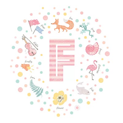 Illustrated Letter F Pink by PaperPaintPixels canvas print