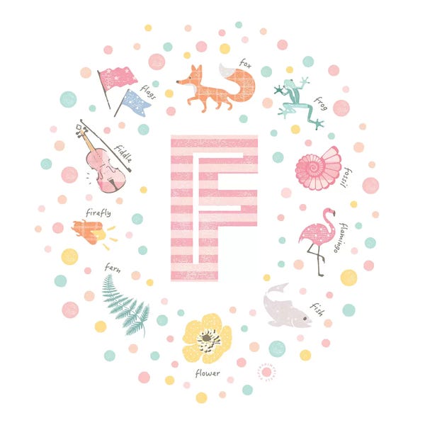The Letter F: Illustrated Letter F Pink by PaperPaintPixels