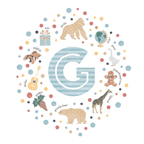 The Letter G: Illustrated Letter G Blue by PaperPaintPixels