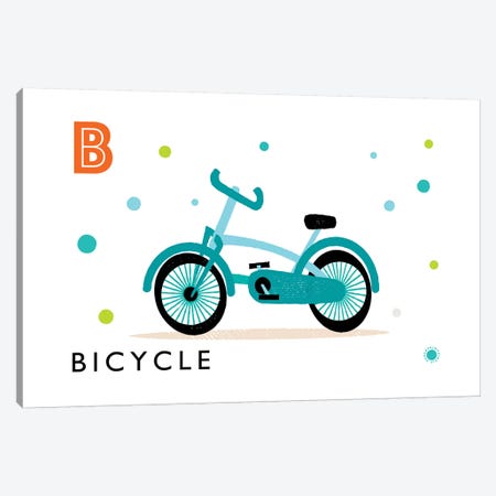 B Is For Bicycle Canvas Print #PPX14} by PaperPaintPixels Canvas Art