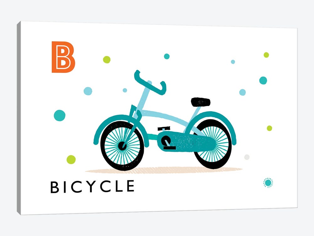 B Is For Bicycle by PaperPaintPixels 1-piece Canvas Art Print