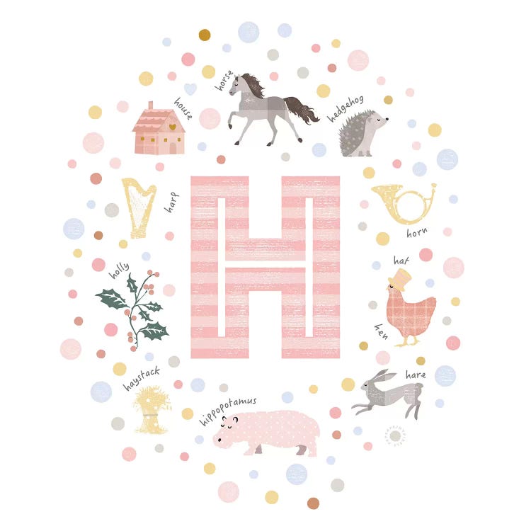 Illustrated Letter H Pink