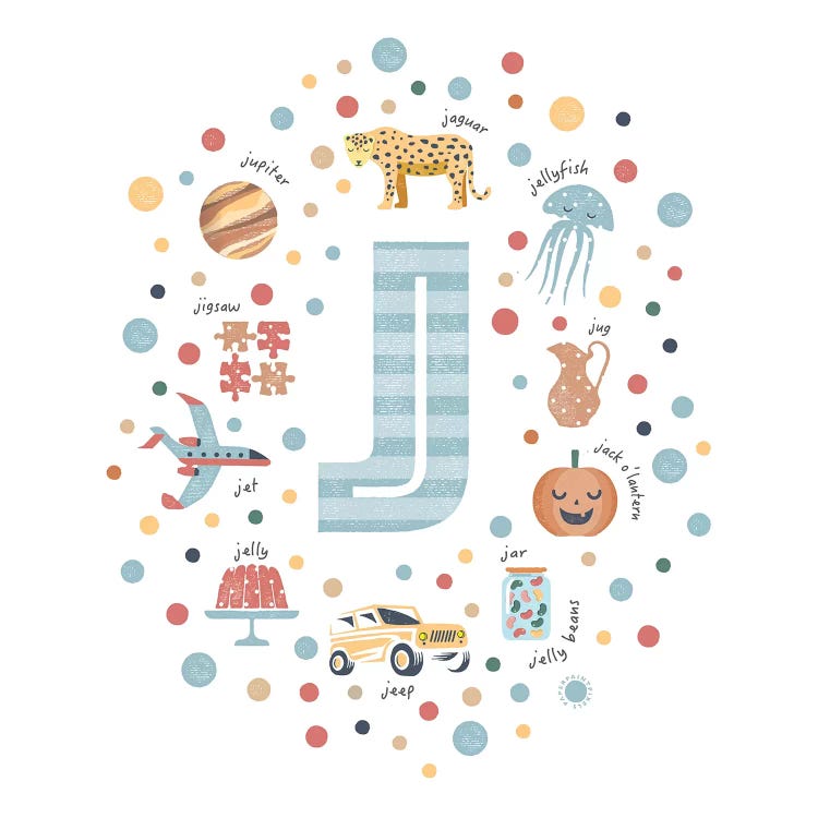 Illustrated Letter J Blue