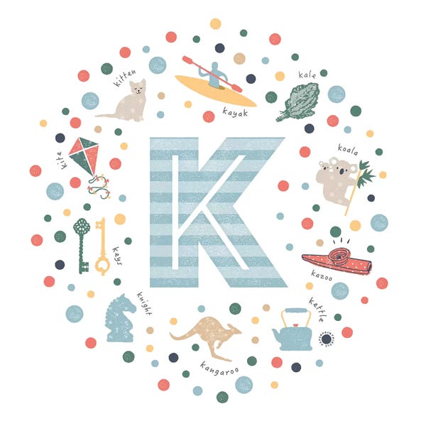 The Letter K: Illustrated Letter K Blue by PaperPaintPixels