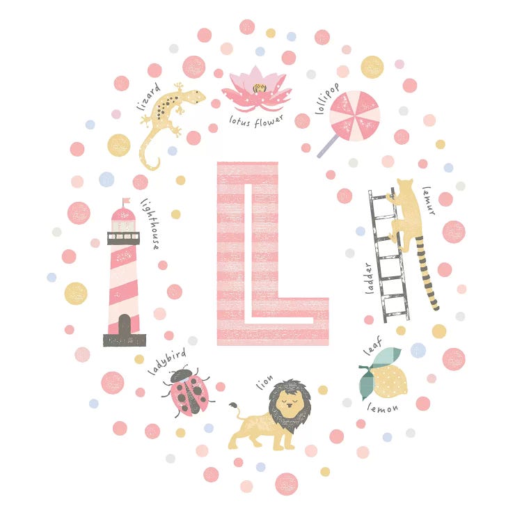 Illustrated Letter L Pink