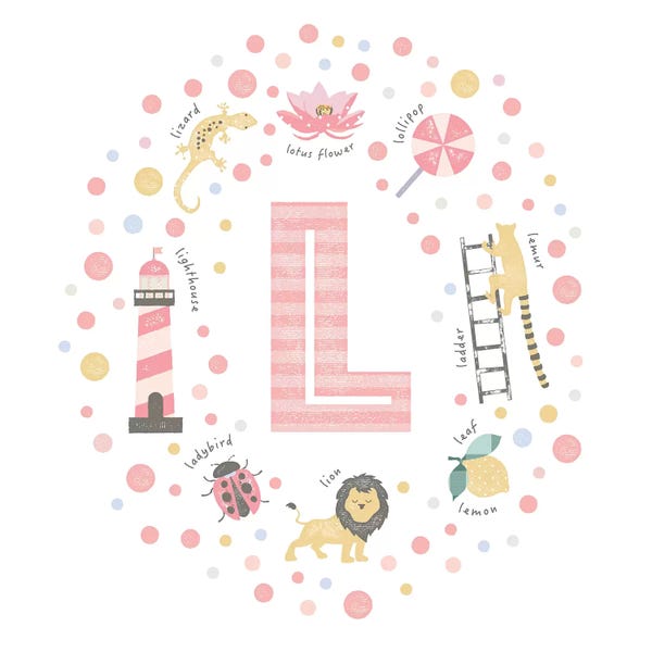The Letter L: Illustrated Letter L Pink by PaperPaintPixels