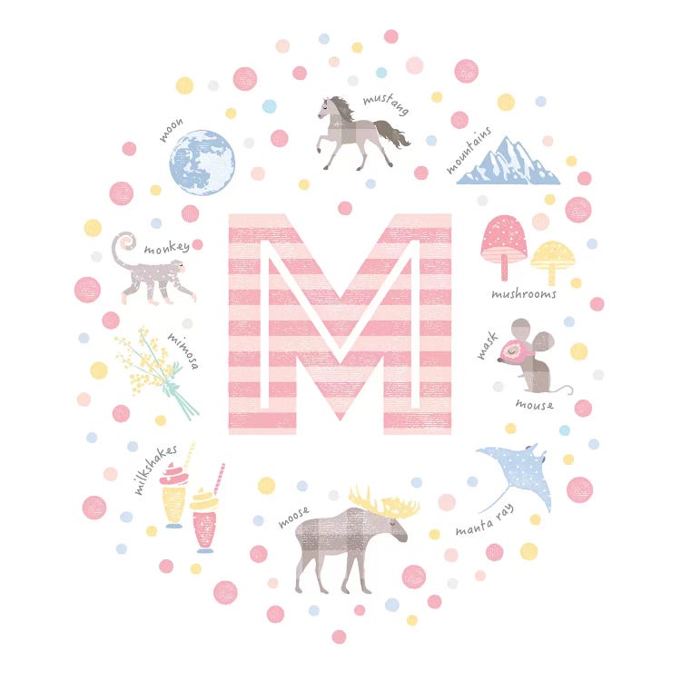 Illustrated Letter M Pink