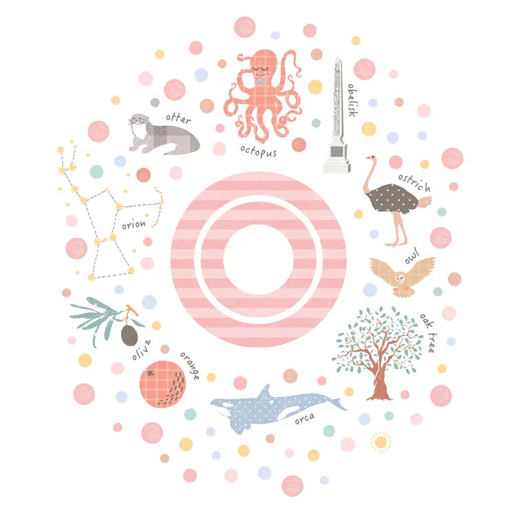 Illustrated Letter O Pink