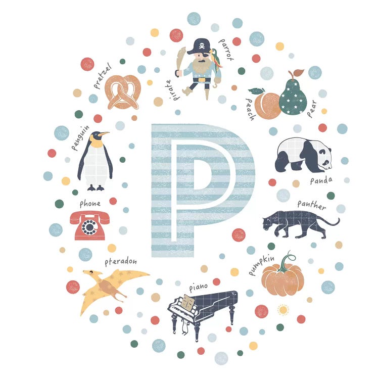 Illustrated Letter P Blue