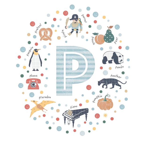 The Letter P: Illustrated Letter P Blue by PaperPaintPixels
