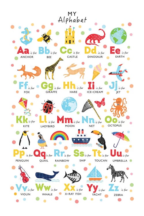 Bright Alphabet by PaperPaintPixels wall art