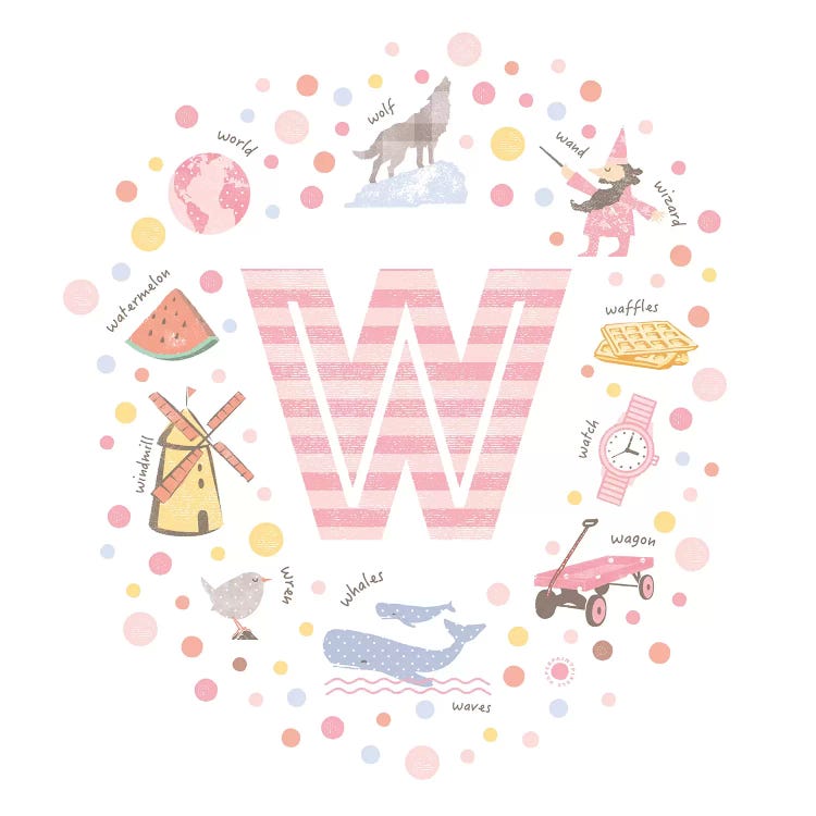 Illustrated Letter W Pink