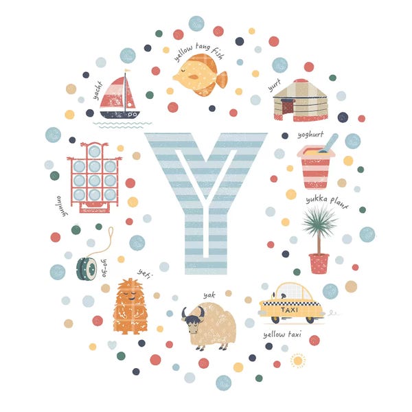 The Letter Y: Illustrated Letter Y Blue by PaperPaintPixels