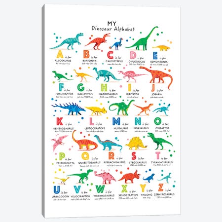 Bright Dinosaur Alphabet Canvas Print #PPX17} by PaperPaintPixels Canvas Artwork