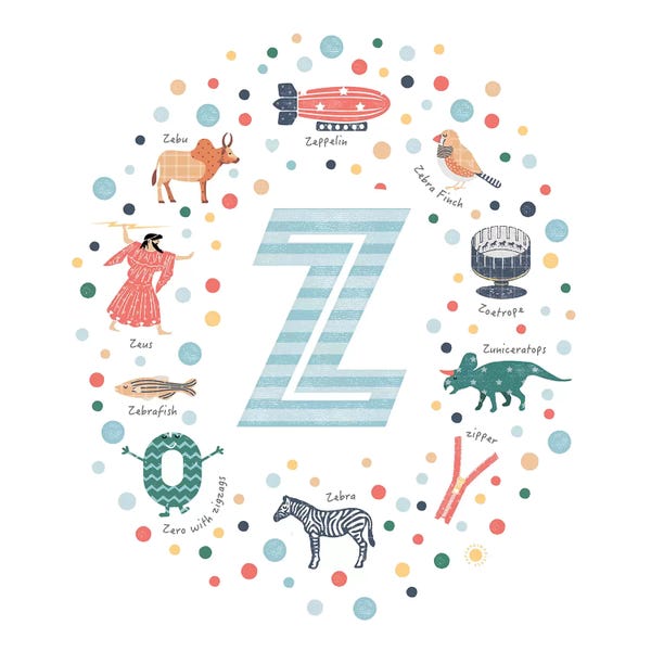 Illustrated Letter Z Blue