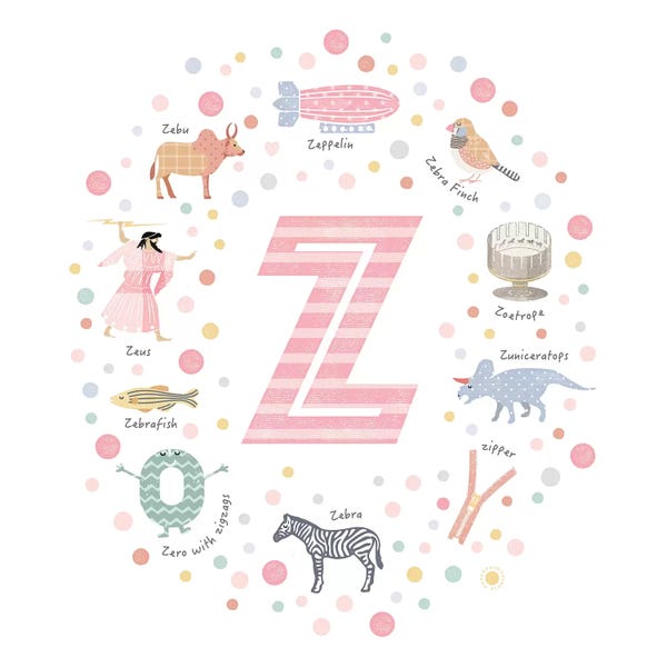 The Letter Z: Illustrated Letter Z Pink by PaperPaintPixels