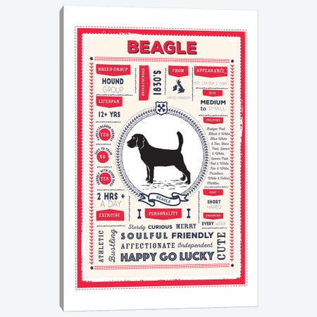 Beagle Infographic Red Canvas Print #PPX188} by PaperPaintPixels Canvas Print