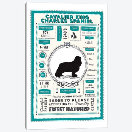 Cavalier King Charles Spaniel Infographic Blue Canvas Print #PPX204} by PaperPaintPixels Canvas Art Print