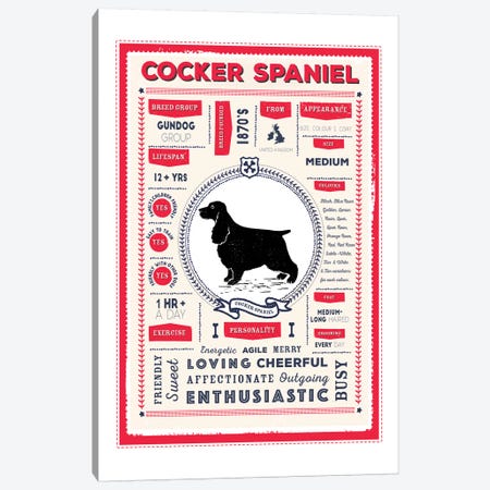 Cocker Spaniel Infographic Red Canvas Print #PPX214} by PaperPaintPixels Canvas Art