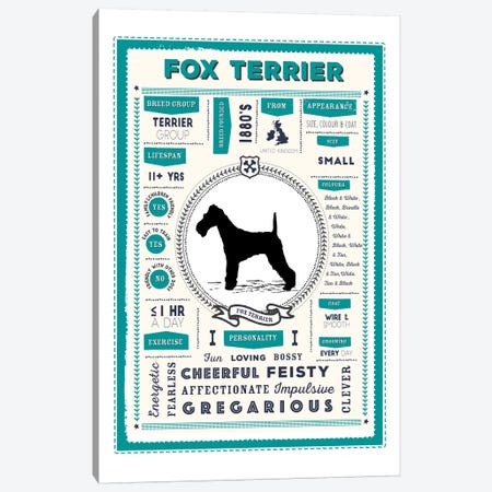 Fox Terrier Infographic Blue Canvas Print #PPX220} by PaperPaintPixels Canvas Art