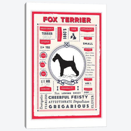 Fox Terrier Infographic Red Canvas Print #PPX221} by PaperPaintPixels Canvas Artwork