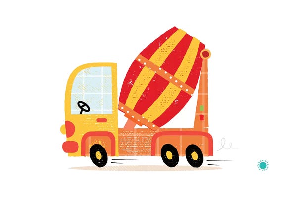 Kids Transportation Art: Cement Mixer by PaperPaintPixels