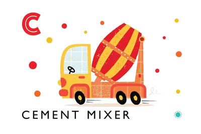C Is For Cement Mixer by PaperPaintPixels canvas print