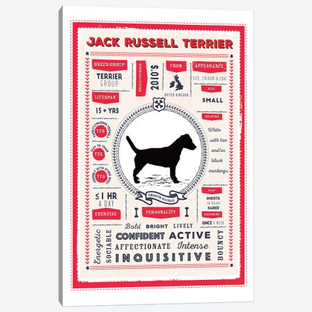Jack Russel - Smooth Coated Infographic Red Canvas Print #PPX233} by PaperPaintPixels Art Print