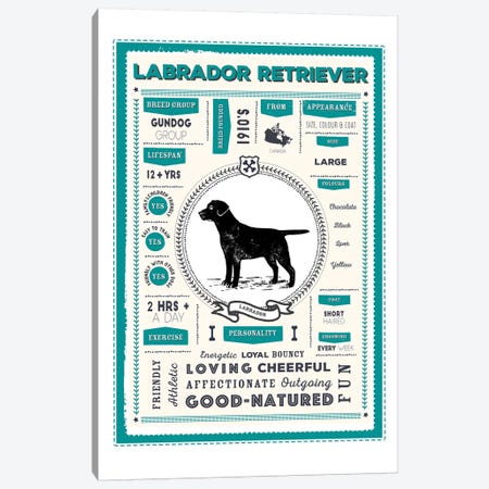 Labrador Retriever Infographic Blue Canvas Print #PPX235} by PaperPaintPixels Canvas Wall Art