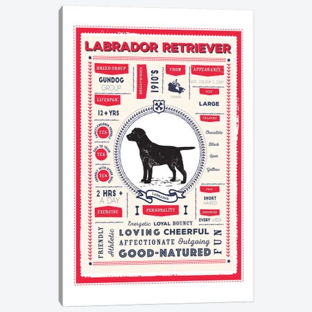 Labrador Retriever Infographic Red Canvas Print #PPX236} by PaperPaintPixels Canvas Artwork