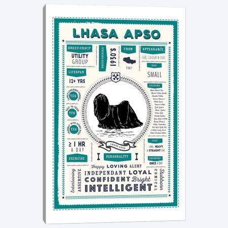 Lhasa Apso Infographic Blue Canvas Print #PPX237} by PaperPaintPixels Canvas Wall Art