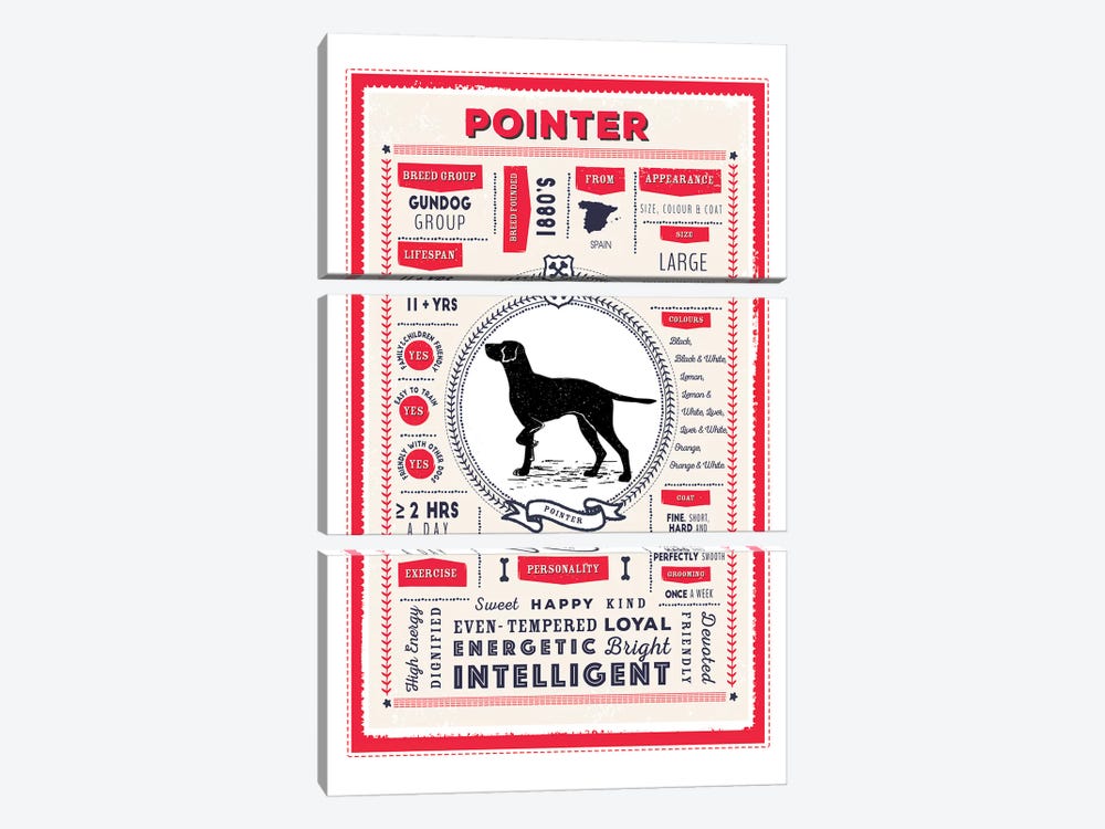 Pointer Infographic Red by PaperPaintPixels 3-piece Canvas Print