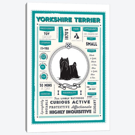 Yorkshire Terrier Infographic Blue Canvas Print #PPX266} by PaperPaintPixels Canvas Print