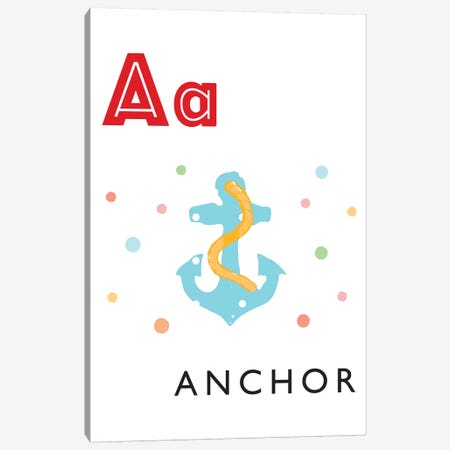 Illustrated Alphabet Flash Cards - A Canvas Print #PPX268} by PaperPaintPixels Canvas Wall Art