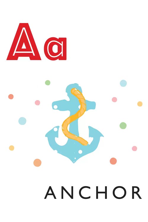 Illustrated Alphabet Flash Cards - A by PaperPaintPixels wall art