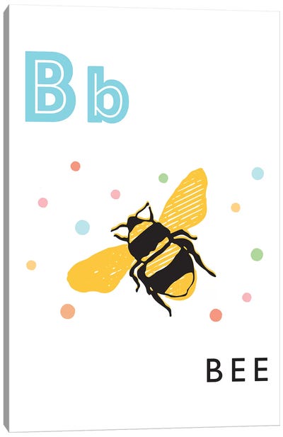 Illustrated Alphabet Flash Cards - B Canvas Art Print - Letter B