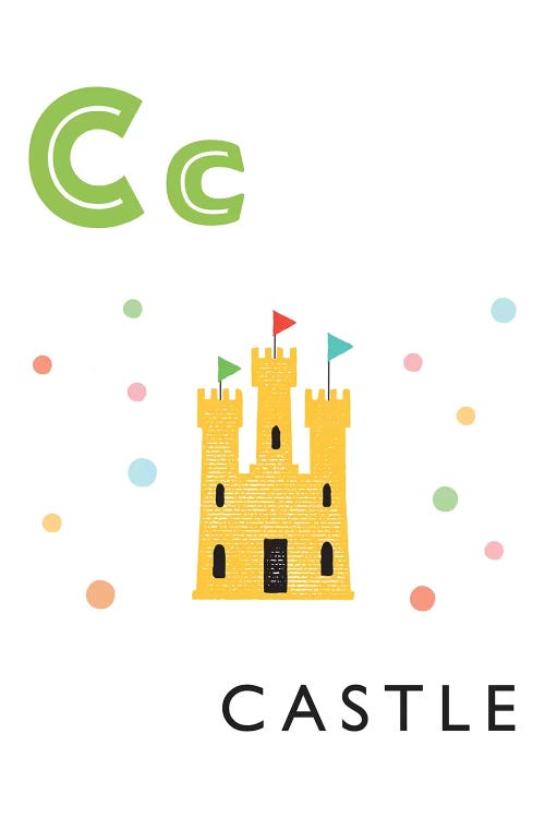 Illustrated Alphabet Flash Cards - C by PaperPaintPixels wall art