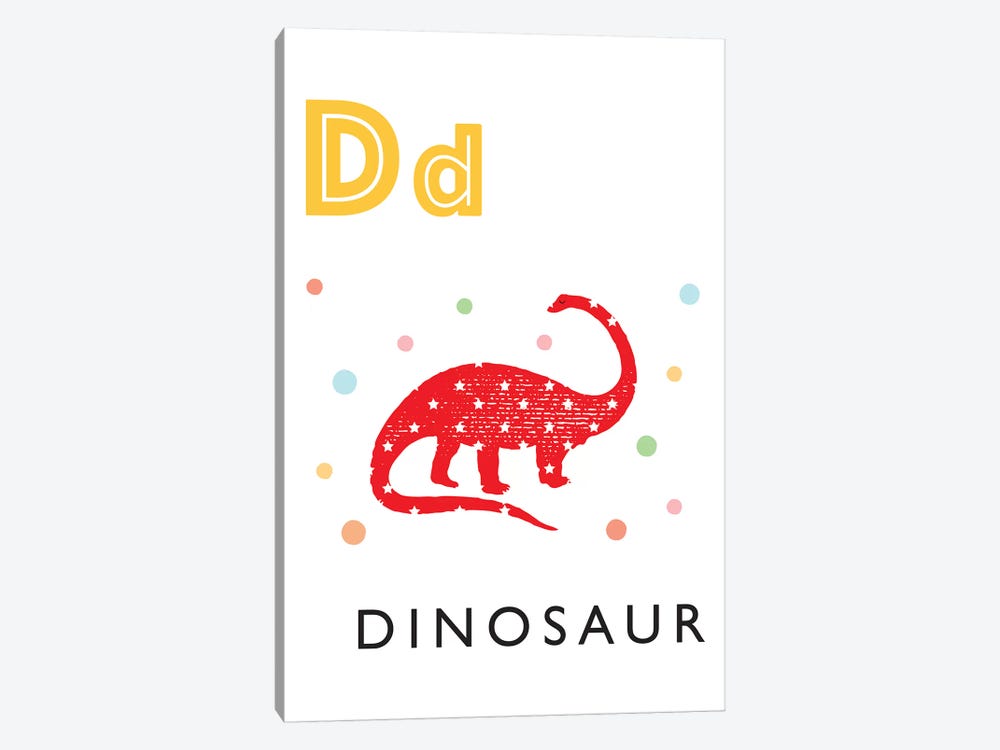 Illustrated Alphabet Flash Cards - D by PaperPaintPixels 1-piece Canvas Wall Art