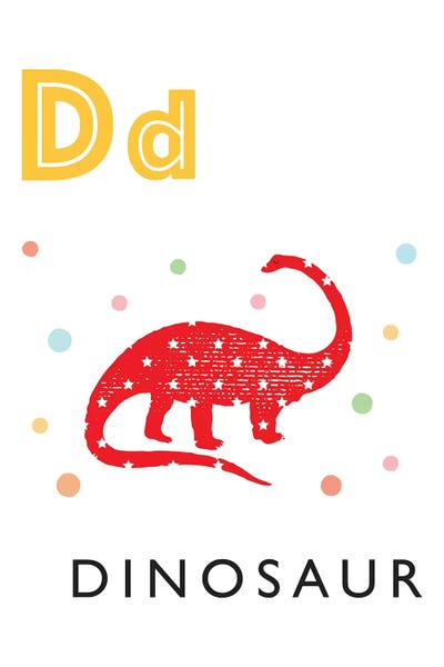 Kids Dinosaur Art: Illustrated Alphabet Flash Cards - D by PaperPaintPixels