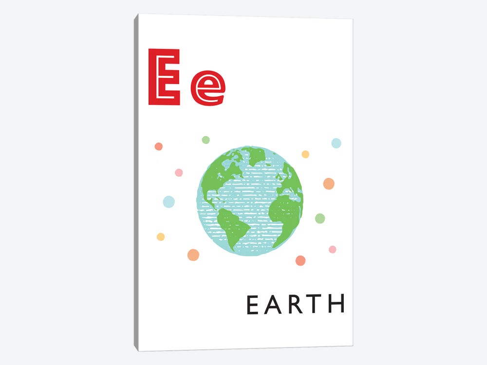 Illustrated Alphabet Flash Cards - E by PaperPaintPixels 1-piece Canvas Print