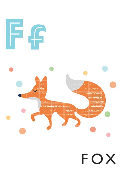 Illustrated Alphabet Flash Cards - F by PaperPaintPixels wall art