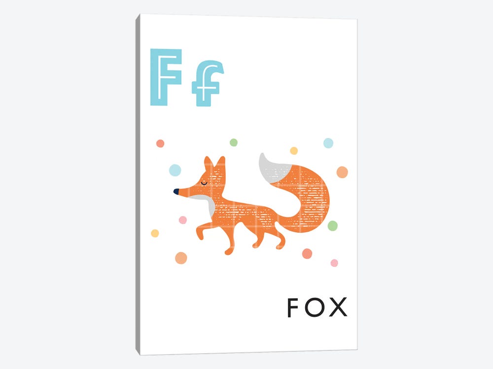 Illustrated Alphabet Flash Cards - F by PaperPaintPixels 1-piece Canvas Wall Art