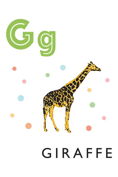 Illustrated Alphabet Flash Cards - G by PaperPaintPixels wall art