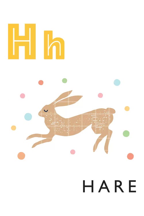 Illustrated Alphabet Flash Cards - H by PaperPaintPixels wall art