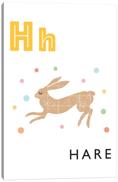 Illustrated Alphabet Flash Cards - H Canvas Art Print - PaperPaintPixels