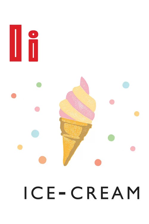 Illustrated Alphabet Flash Cards - I by PaperPaintPixels wall art