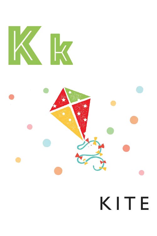 Illustrated Alphabet Flash Cards - K by PaperPaintPixels wall art