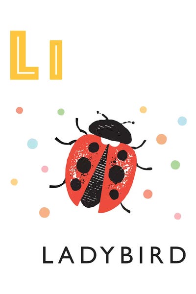 Ladybugs: Illustrated Alphabet Flash Cards - L by PaperPaintPixels