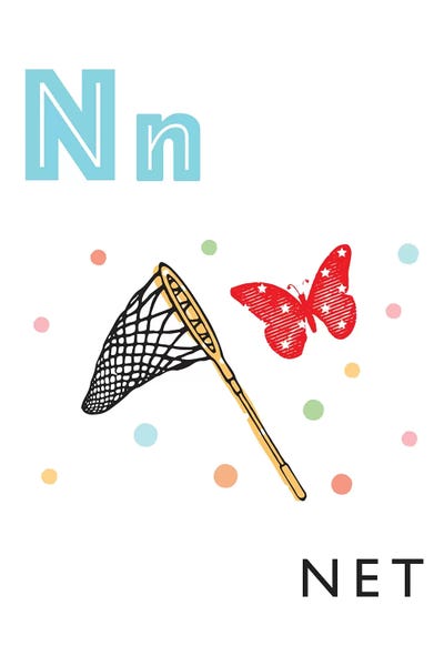 The Letter N: Illustrated Alphabet Flash Cards - N by PaperPaintPixels
