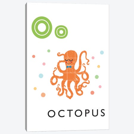 Illustrated Alphabet Flash Cards - O Canvas Print #PPX282} by PaperPaintPixels Canvas Artwork
